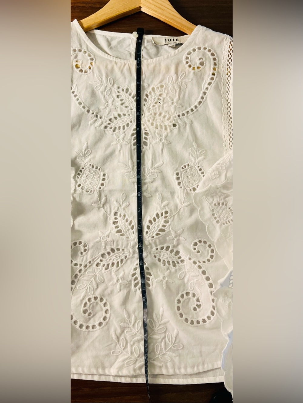 Joie Ivory Eyelet Embroidered Flutter Sleeve Cotton Blouse NWT Medium - Picture 11 of 12